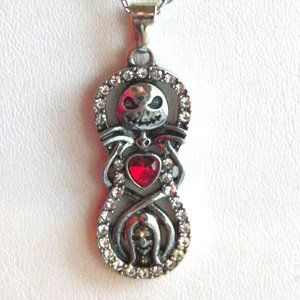 Christmas Nightmare Pendant Necklace Vertical Infinity Red Heart NEW